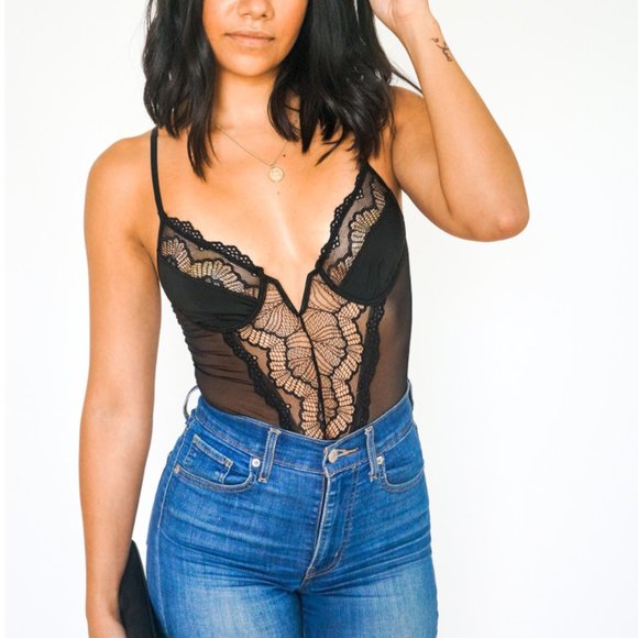 NWT Black Sheer Lace Bodysuit - Picture 6 of 6